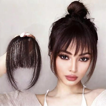Natural Black Clip-In Air Bangs with Side Fringe – Heat Resistant Synthetic Hair Extension for Women