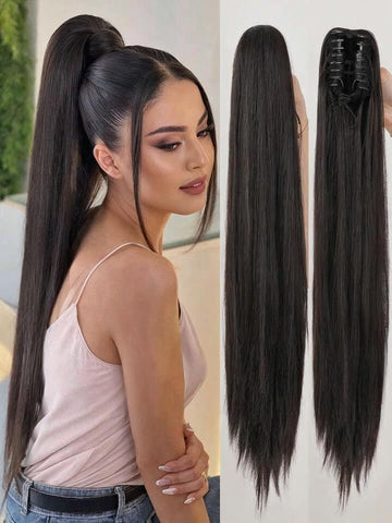 Premium Straight Catcher  Ponytail Hair Extension | Claw Clip Synthetic Hairpiece