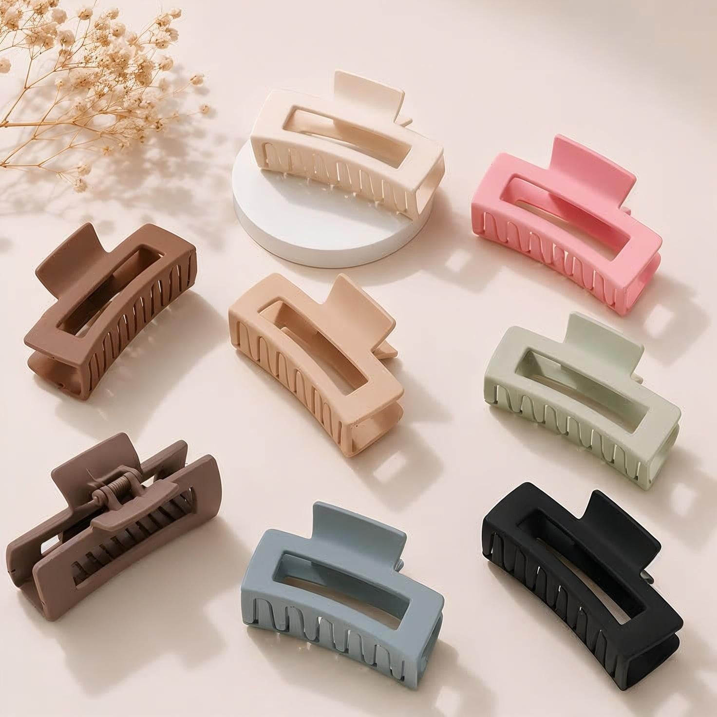 Pack Of 6  Rectangle Hair Claw Clip | Matte Hair Clip for Women & Girls
