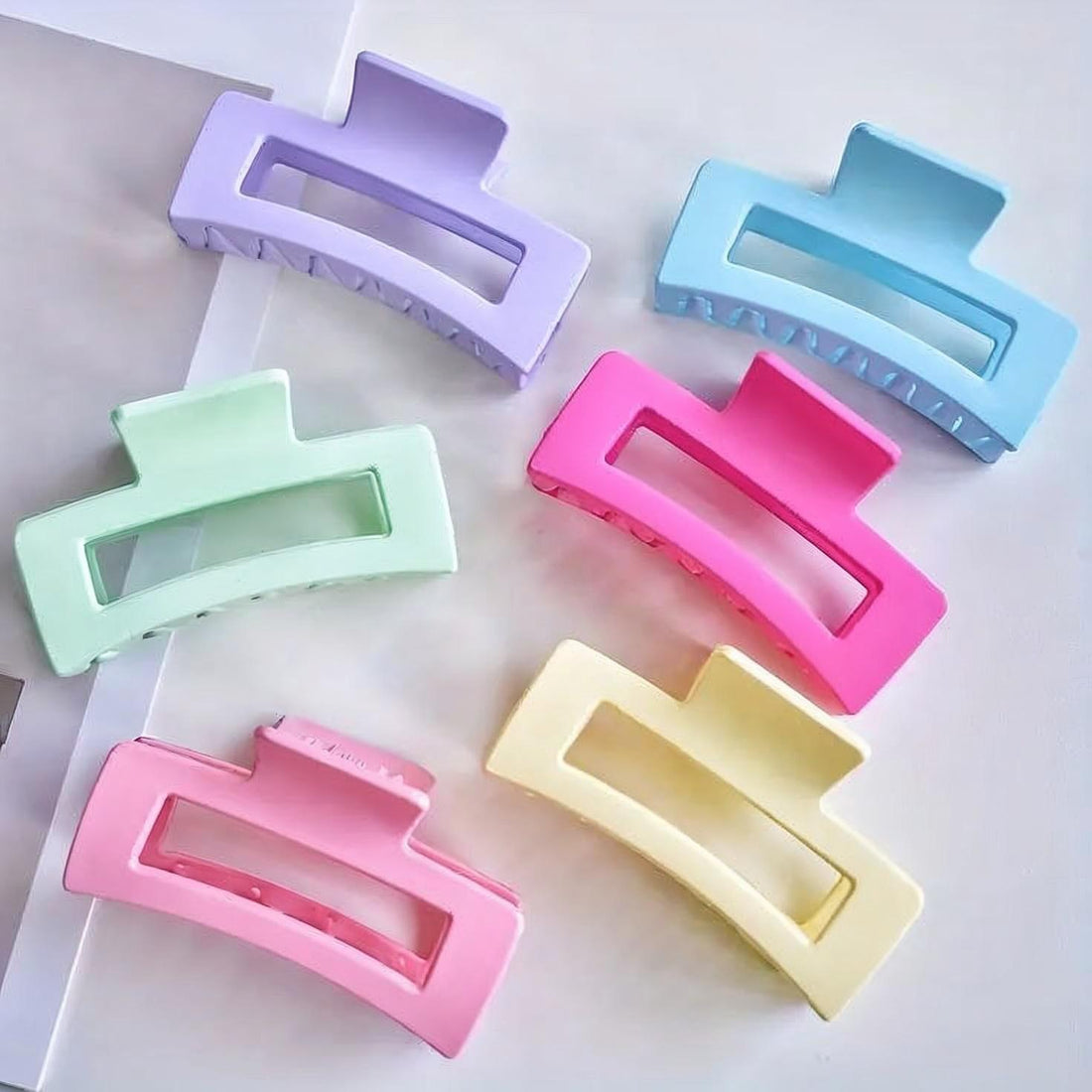 Pack Of 6  Rectangle Hair Claw Clip | Matte Hair Clip for Women & Girls