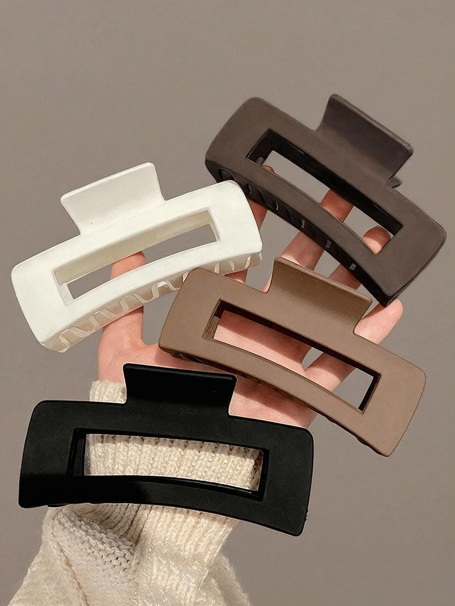 Pack Of 6  Rectangle Hair Claw Clip | Matte Hair Clip for Women & Girls