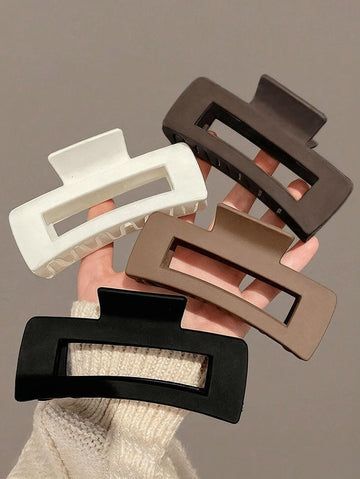Pack Of 6  Rectangle Hair Claw Clip | Matte Hair Clip for Women & Girls