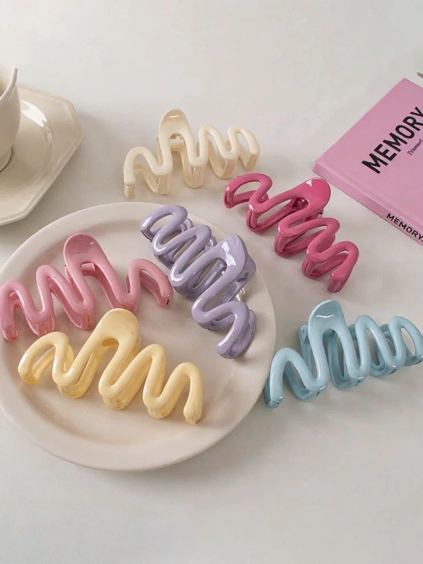 Pack Of 6 Wave Hair Claw Clip | Large Wavy Hair Clip for Women & Girls