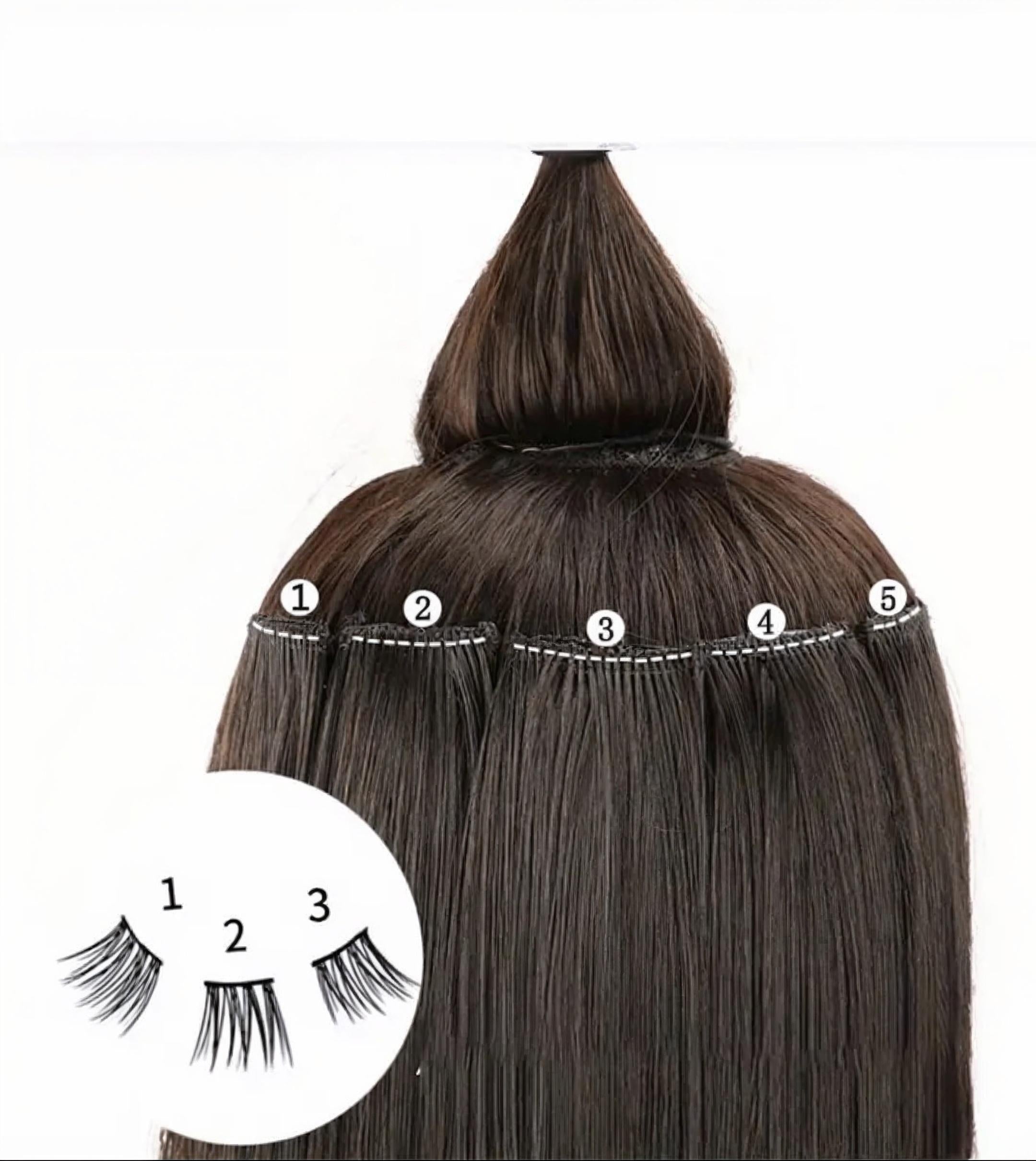 Pack Of 6 Straight Clip-In Hair Extensions – Natural Black Synthetic Hair Extensions for Women