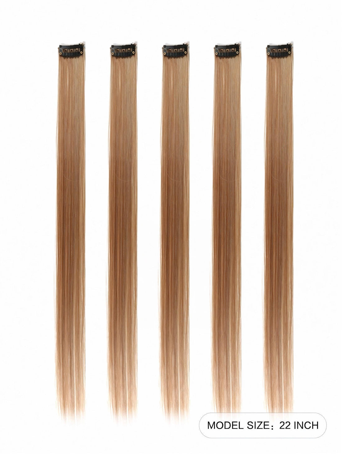 Pack Of 6 Blonde Clip-In Hair Extensions – Straight Synthetic Hair Highlights for Women