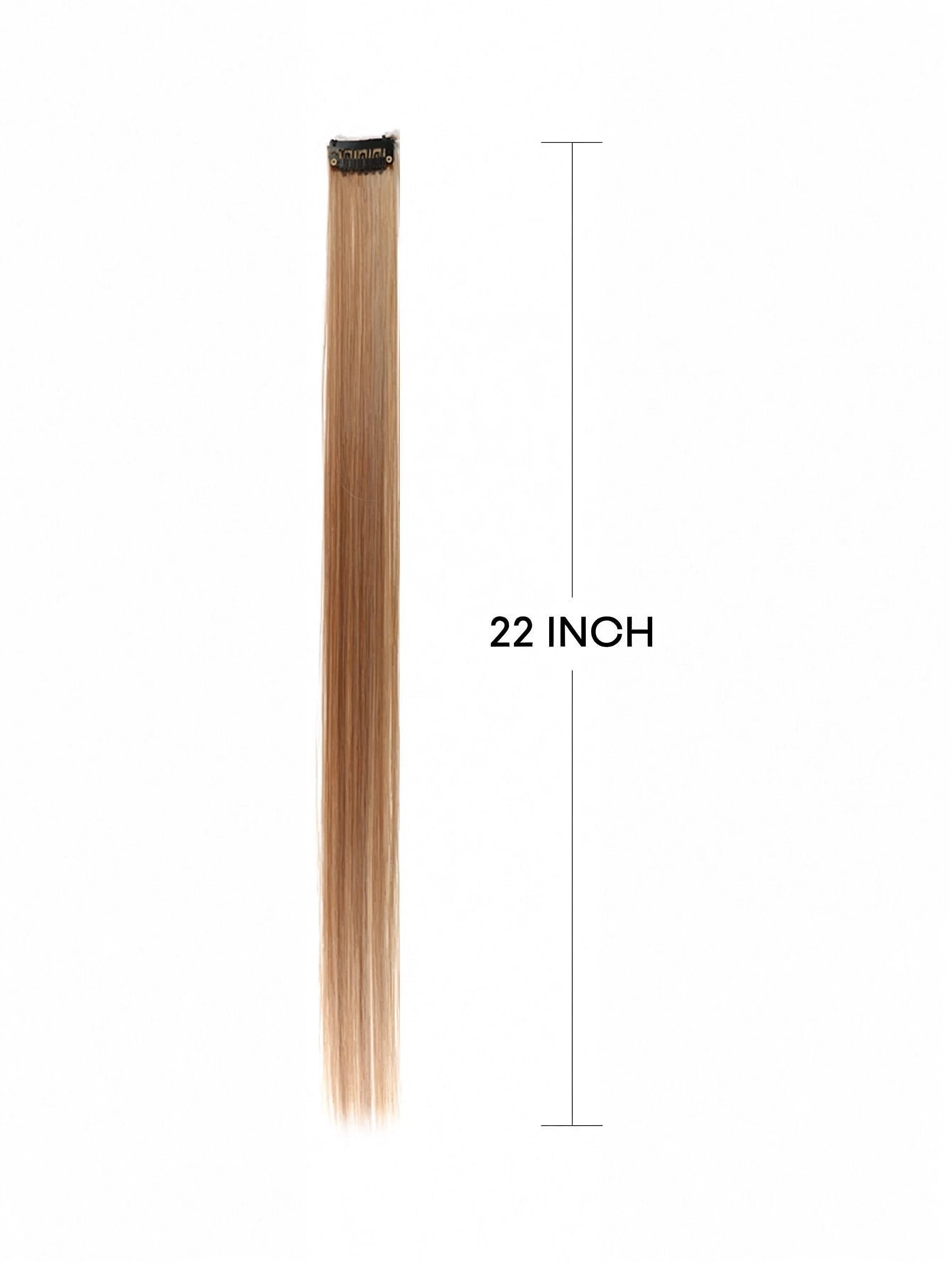 Pack Of 6 Blonde Clip-In Hair Extensions – Straight Synthetic Hair Highlights for Women