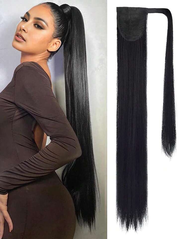 Long Straight Ponytail Hair Extension – Clip-In Synthetic Hair Extension