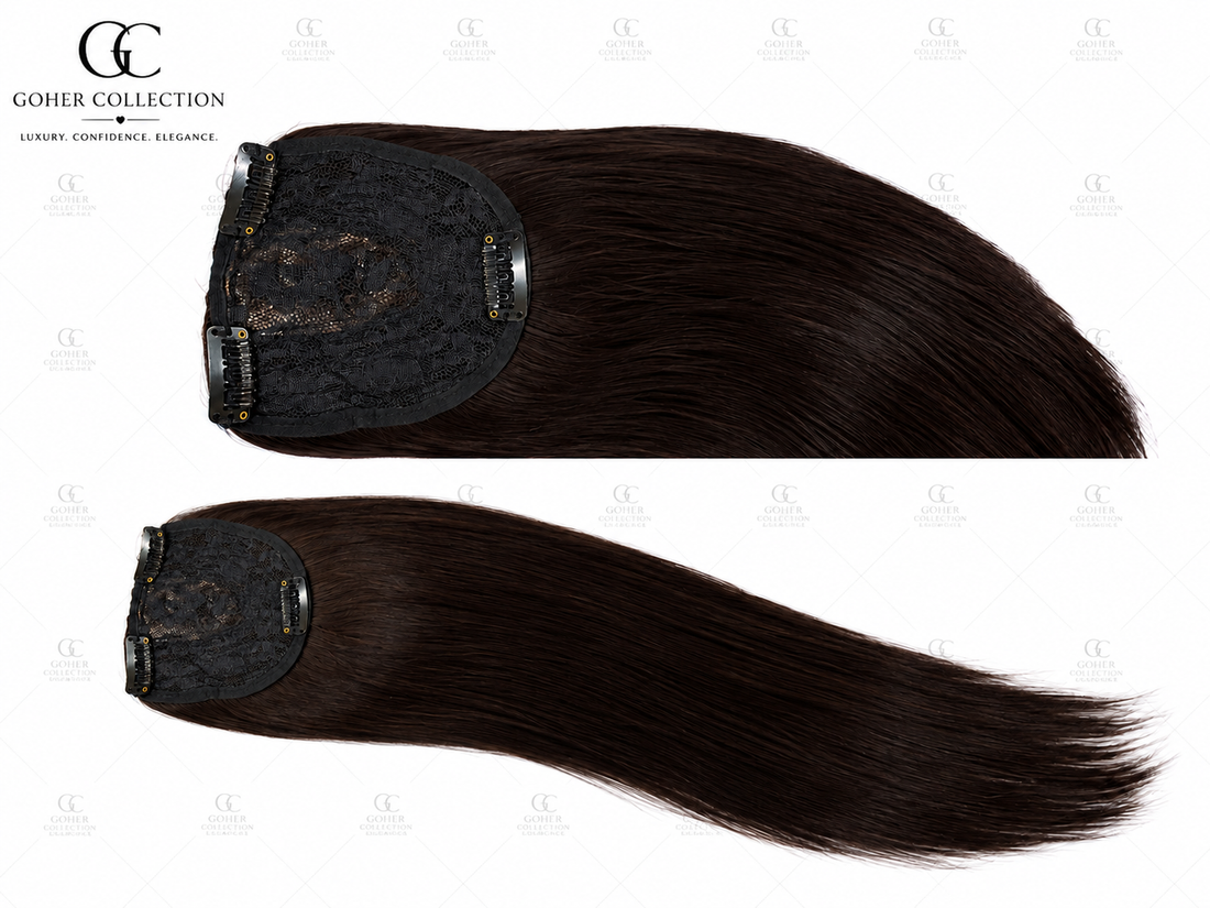 Natural Black Hair Topper | Long Straight Clip-In Hair Topper for Women