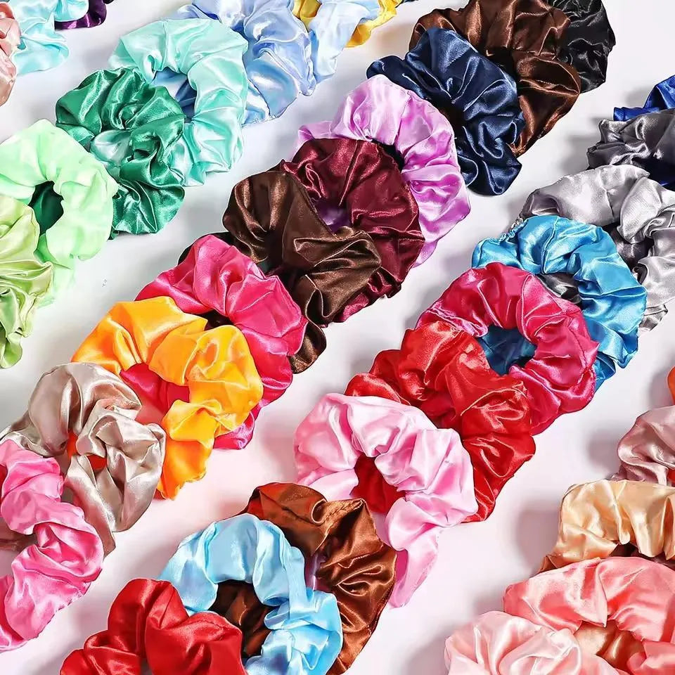 Silk Hair Scrunchies – Multicolor Pack of 12