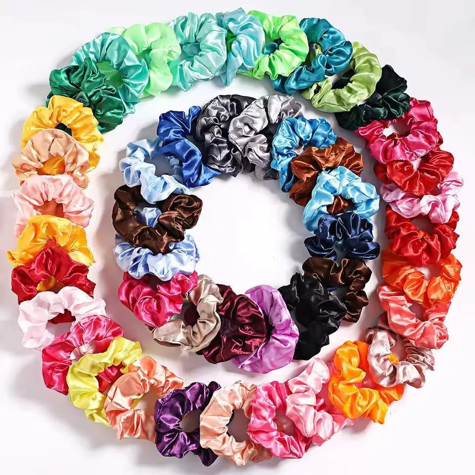 Silk Hair Scrunchies – Multicolor Pack of 12