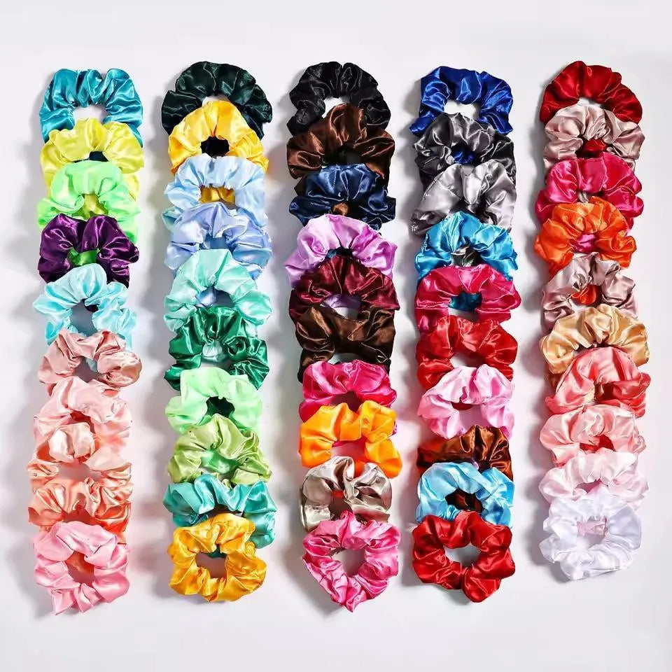 Silk Hair Scrunchies – Multicolor Pack of 12