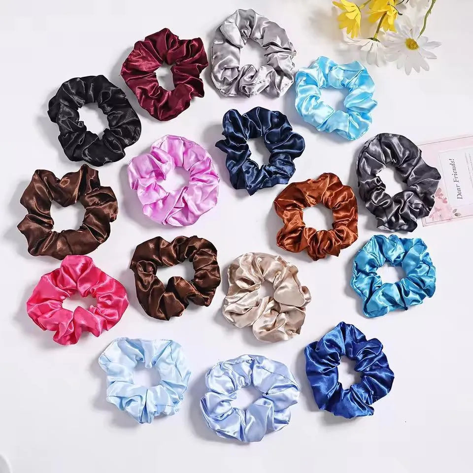 Silk Hair Scrunchies – Multicolor Pack of 12