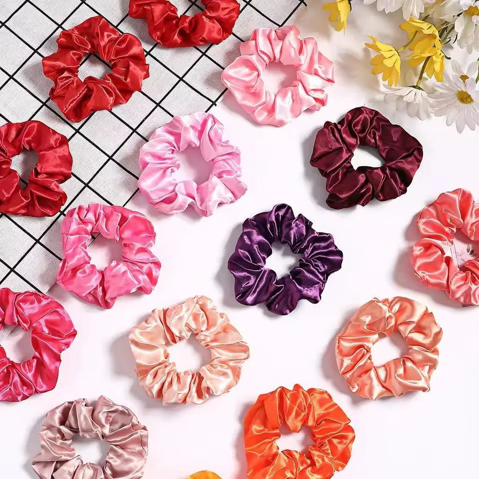 Silk Hair Scrunchies – Multicolor Pack of 12