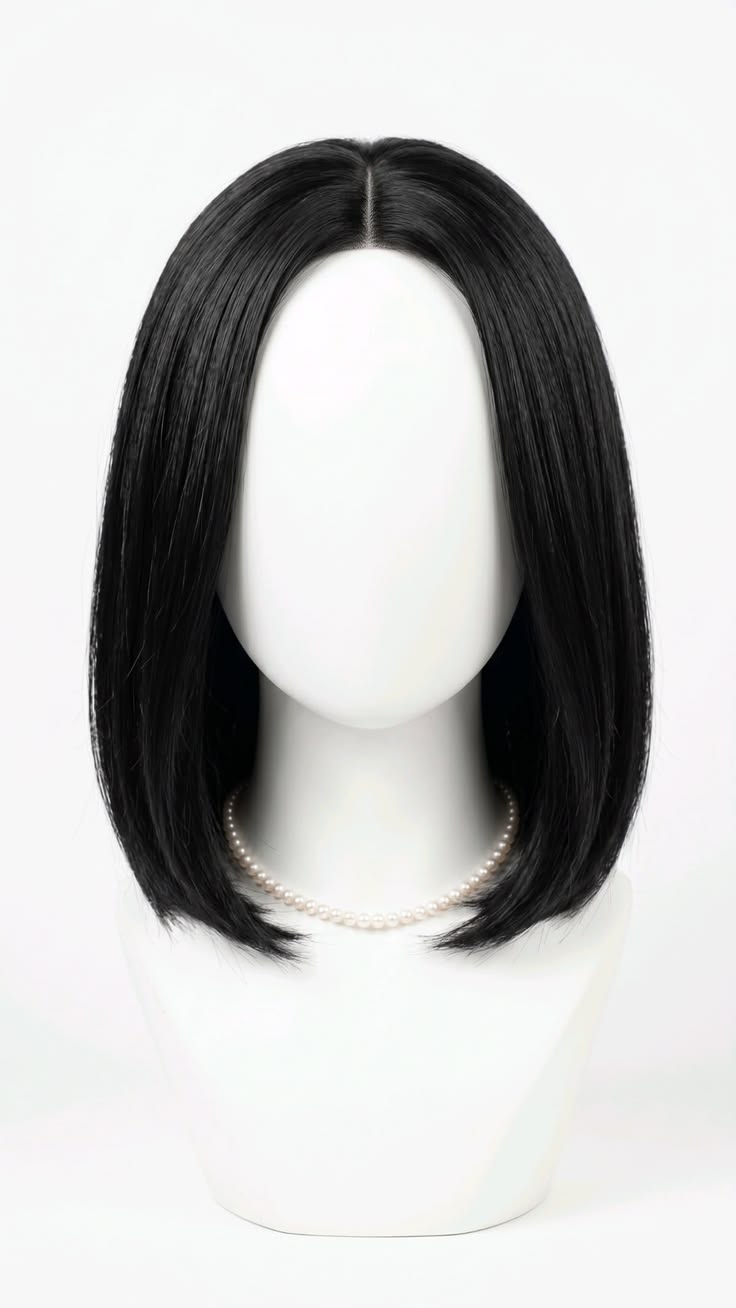 Natural Brown Straight Bob Wig for Women | Middle Part Synthetic Wig