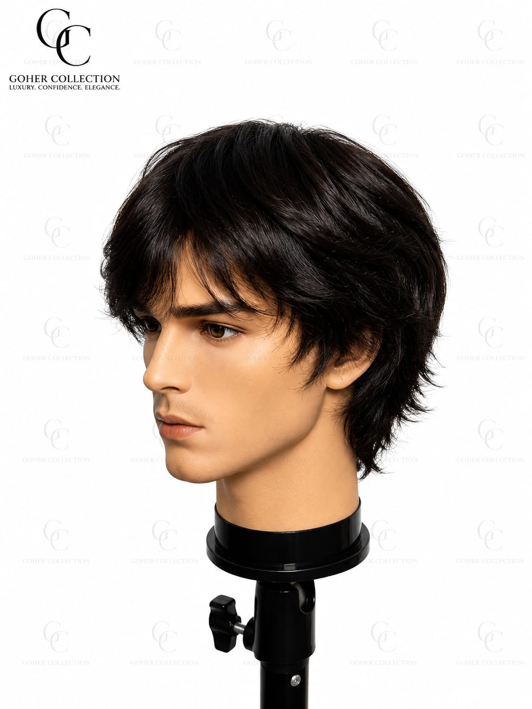 Men’s Side Part Black Hair Wig – Natural Look Synthetic Wig