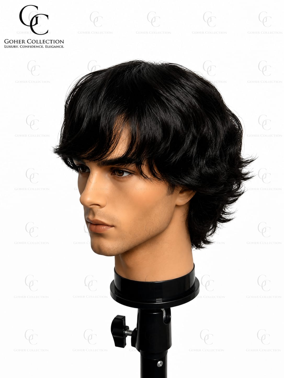 Men’s Medium Layered Black Hair Wig – Stylish Natural Look Synthetic Wig