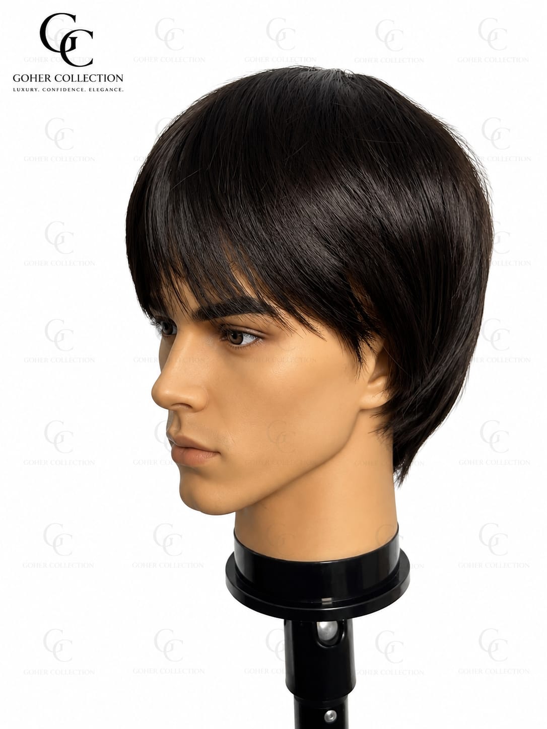 Men’s Black Natural Fringe Wig – Short Straight Synthetic Hair Wig