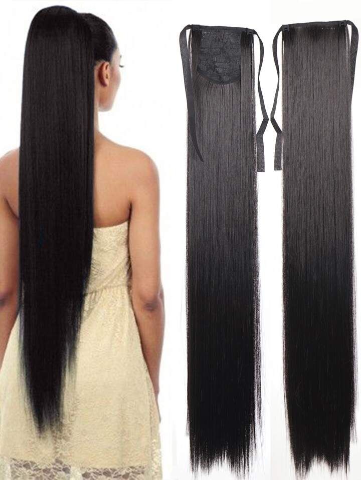 Long Straight Clip-In Hair Extensions – Extra Long Synthetic Ponytail Hair Extensions