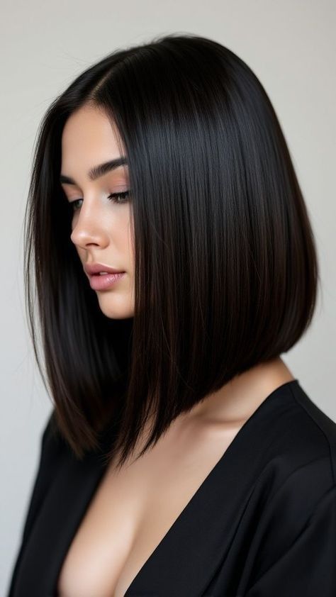 Natural Brown Straight Bob Wig for Women | Middle Part Synthetic Wig