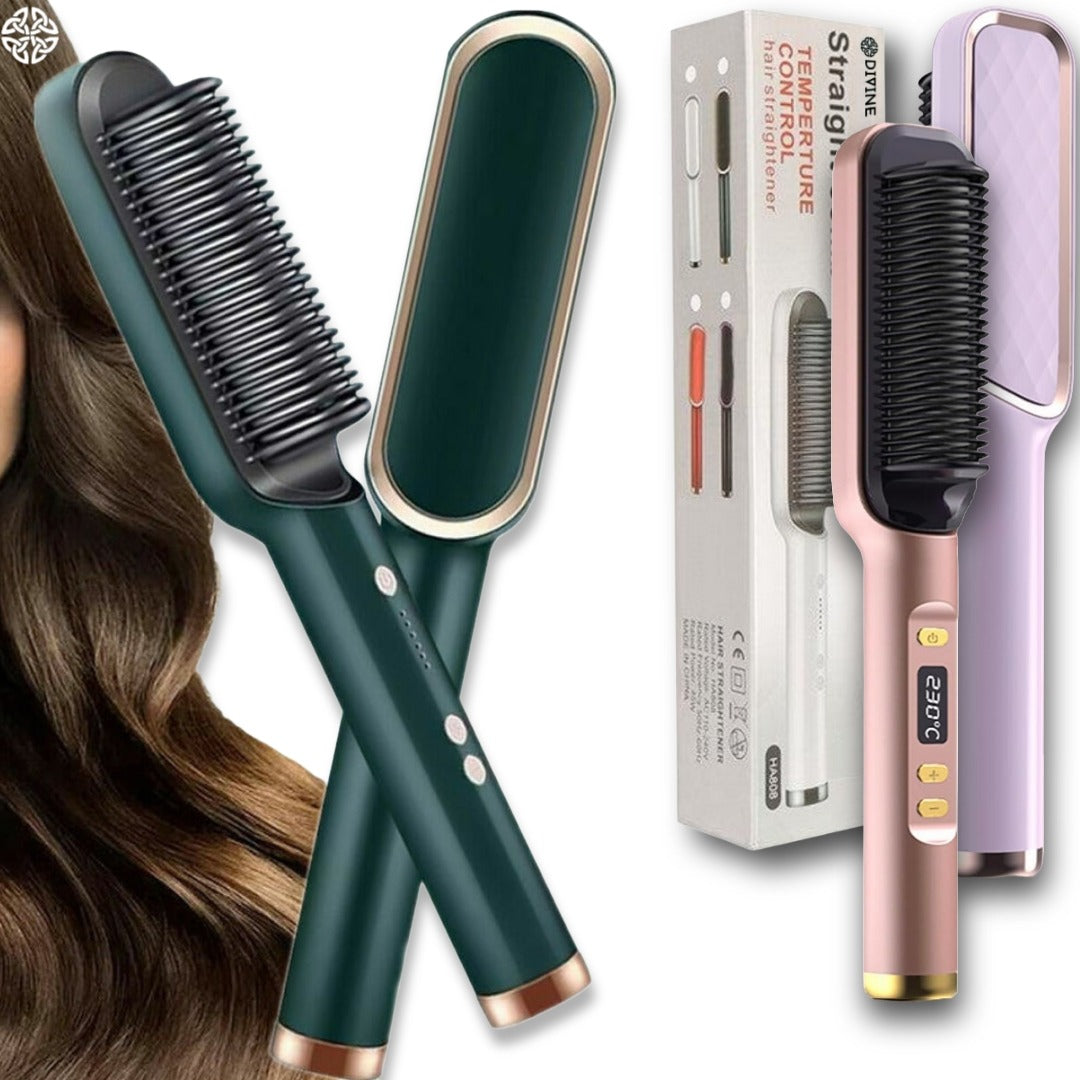 2-in-1 Electric Hair Straightener & Curler – Heated Styling Comb Brush 909